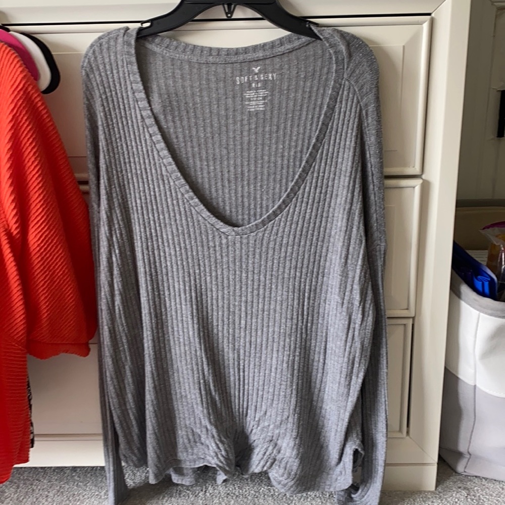 Grey Ribbed Light Sweater